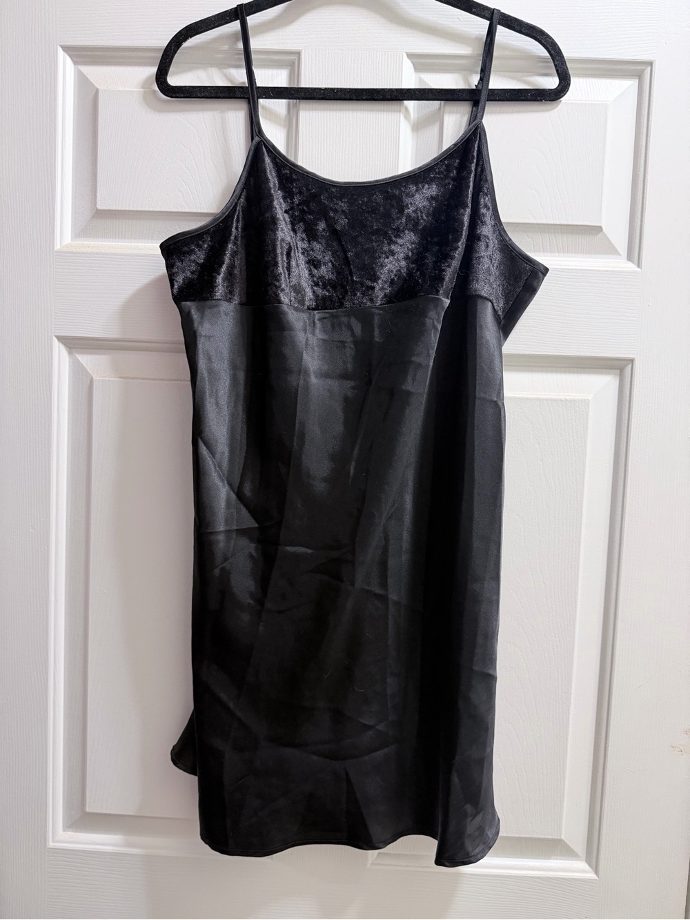 Lux Velvet & Satin Black Slip Chemise